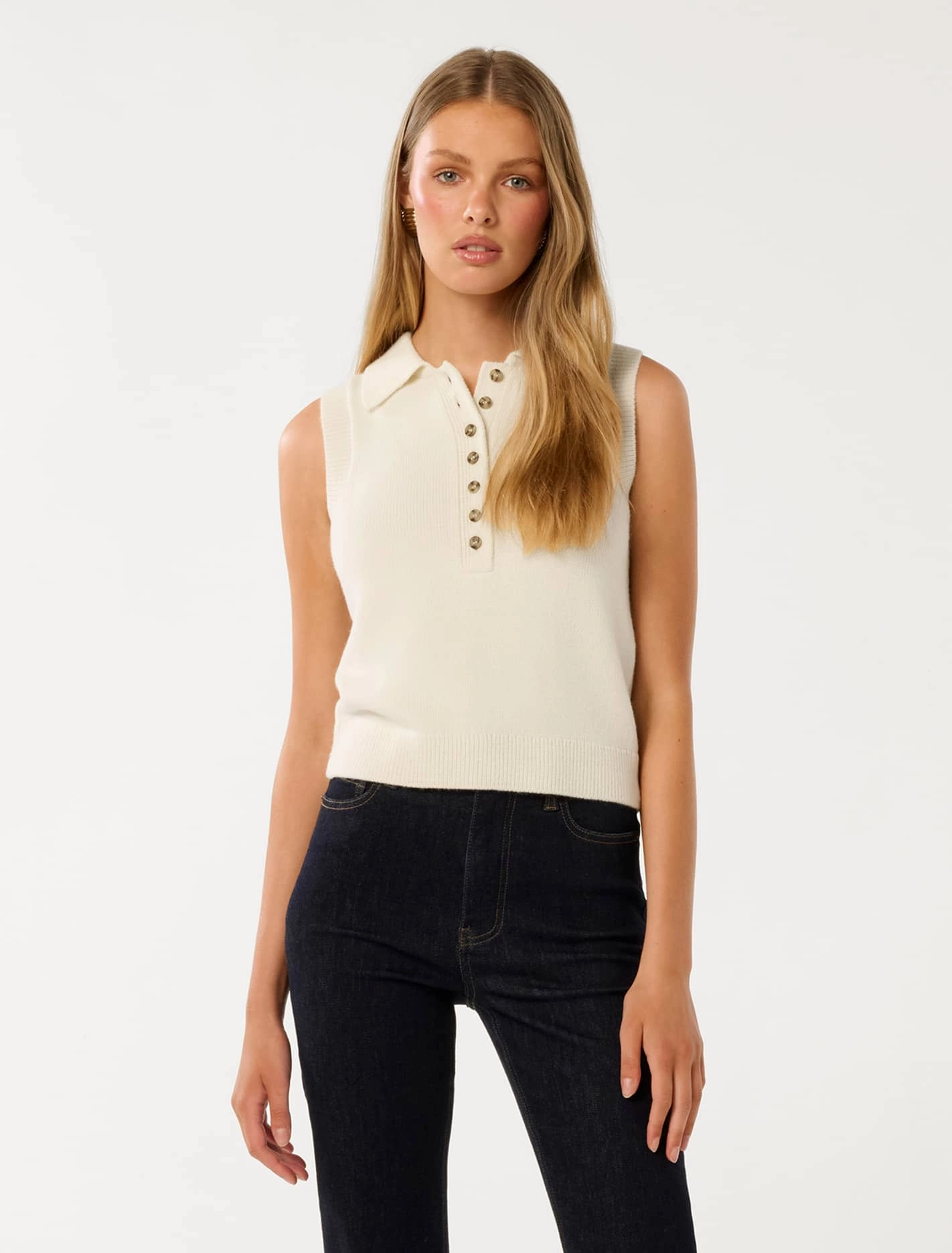 Ashlyn Button Collar Tabard Sweater