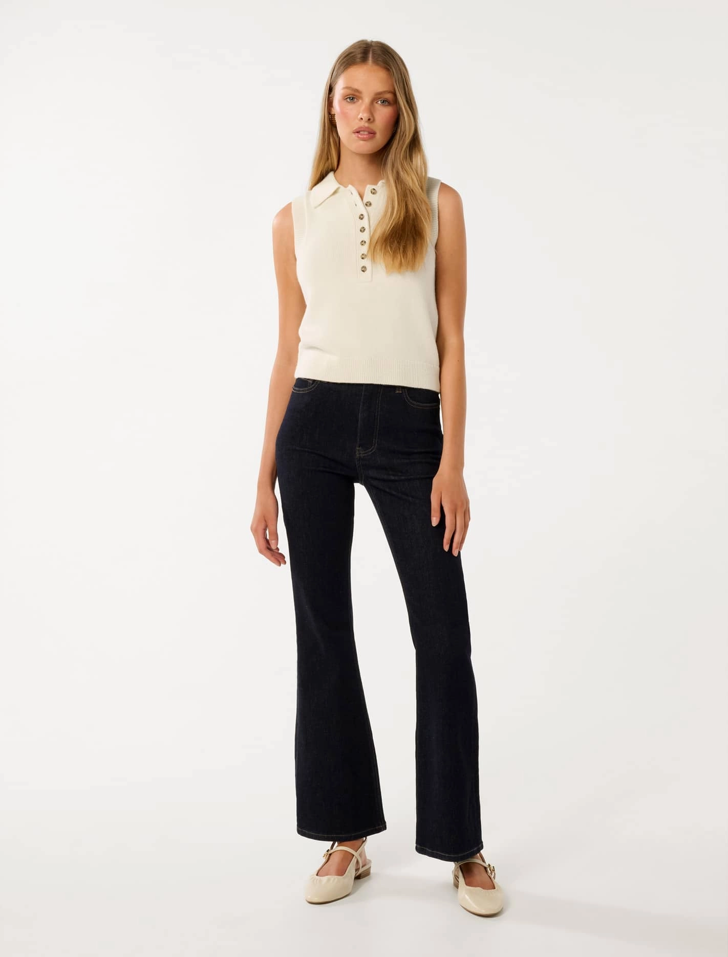 Ashlyn Button Collar Tabard Sweater