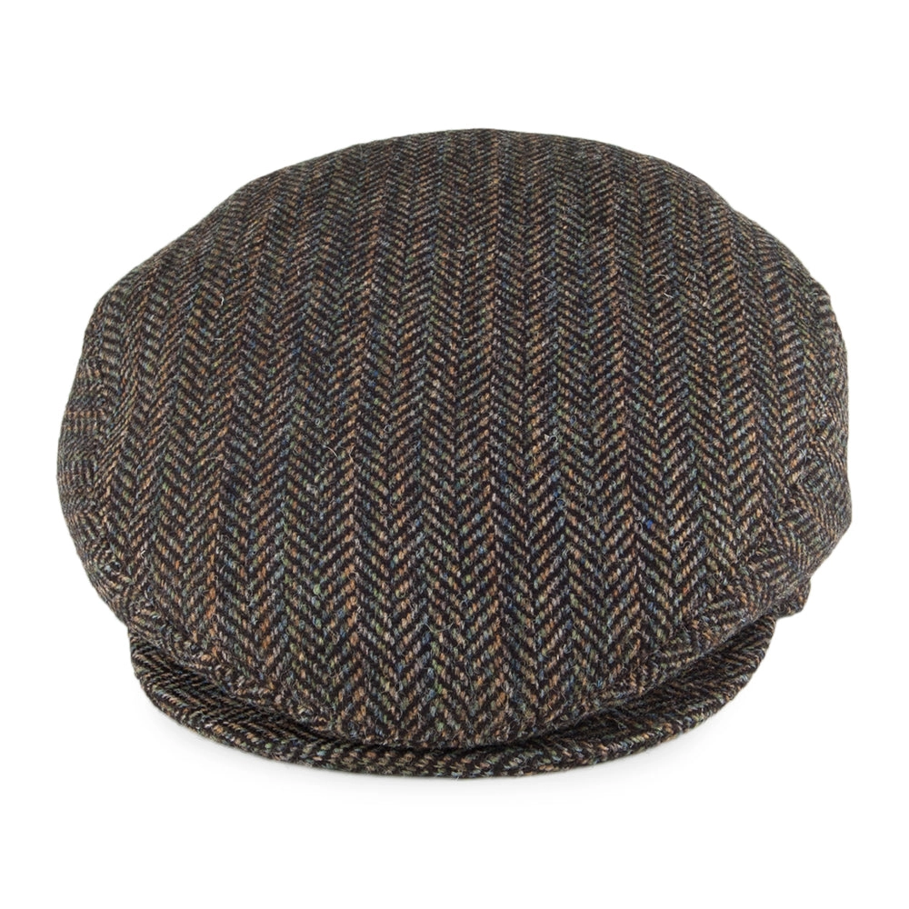 Bailey Hats Lord Stripe Herringbone Flat Cap - Black Mix