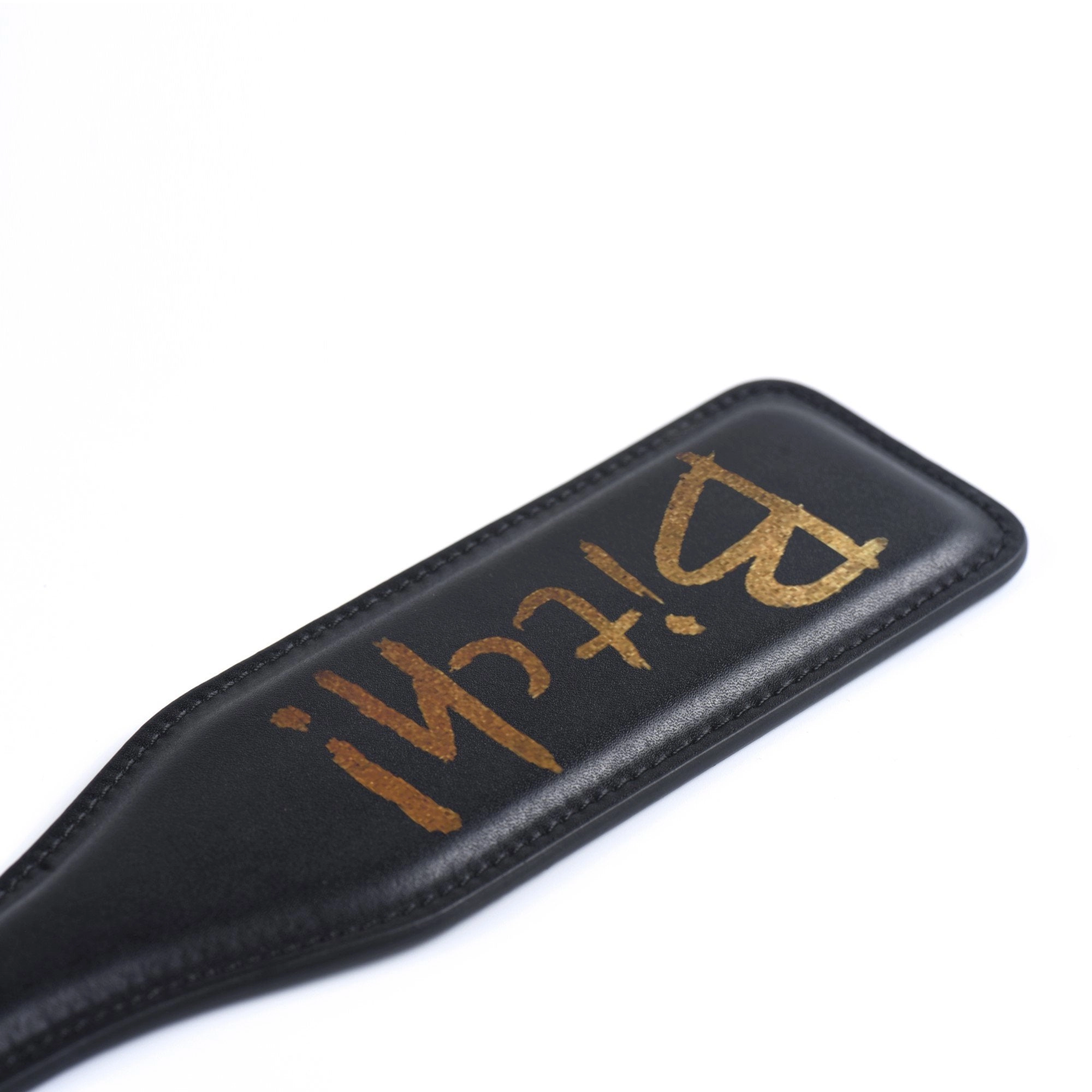 Bitch! Luxury Black Leather Paddle by UPKO