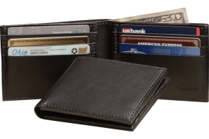 Black Premium Leather 6 Card Slot Bifold Wallet