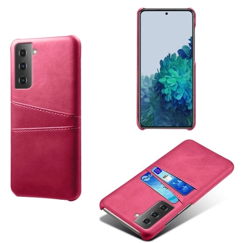 For Samsung Galaxy S21  5G Calf Texture PC   PU Leather Back Cover Shockproof Case with Dual Card