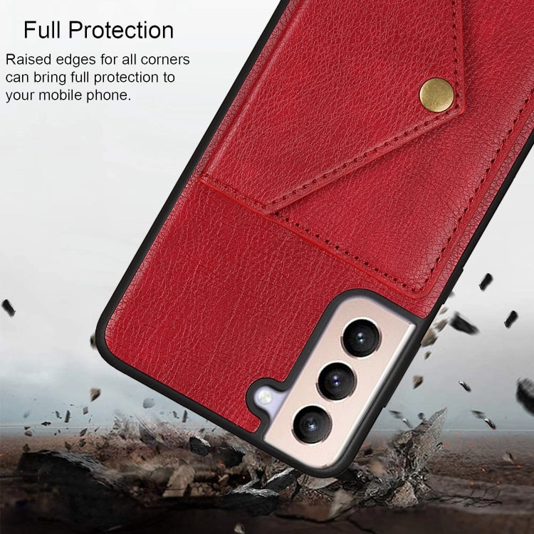For Samsung Galaxy S21  5G Litchi Texture Silicone   PC   PU Leather Back Cover Shockproof Case