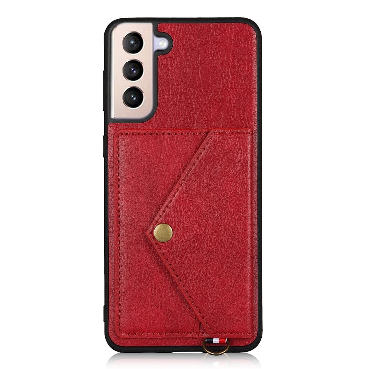 For Samsung Galaxy S21  5G Litchi Texture Silicone   PC   PU Leather Back Cover Shockproof Case