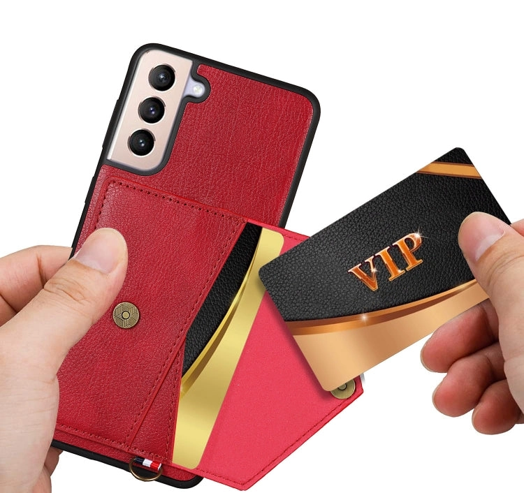 For Samsung Galaxy S21  5G Litchi Texture Silicone   PC   PU Leather Back Cover Shockproof Case