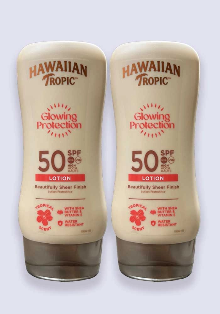 Hawaiian Tropic Glowing Protection Sun Lotion SPF 50 180ml - 2 Pack Saver