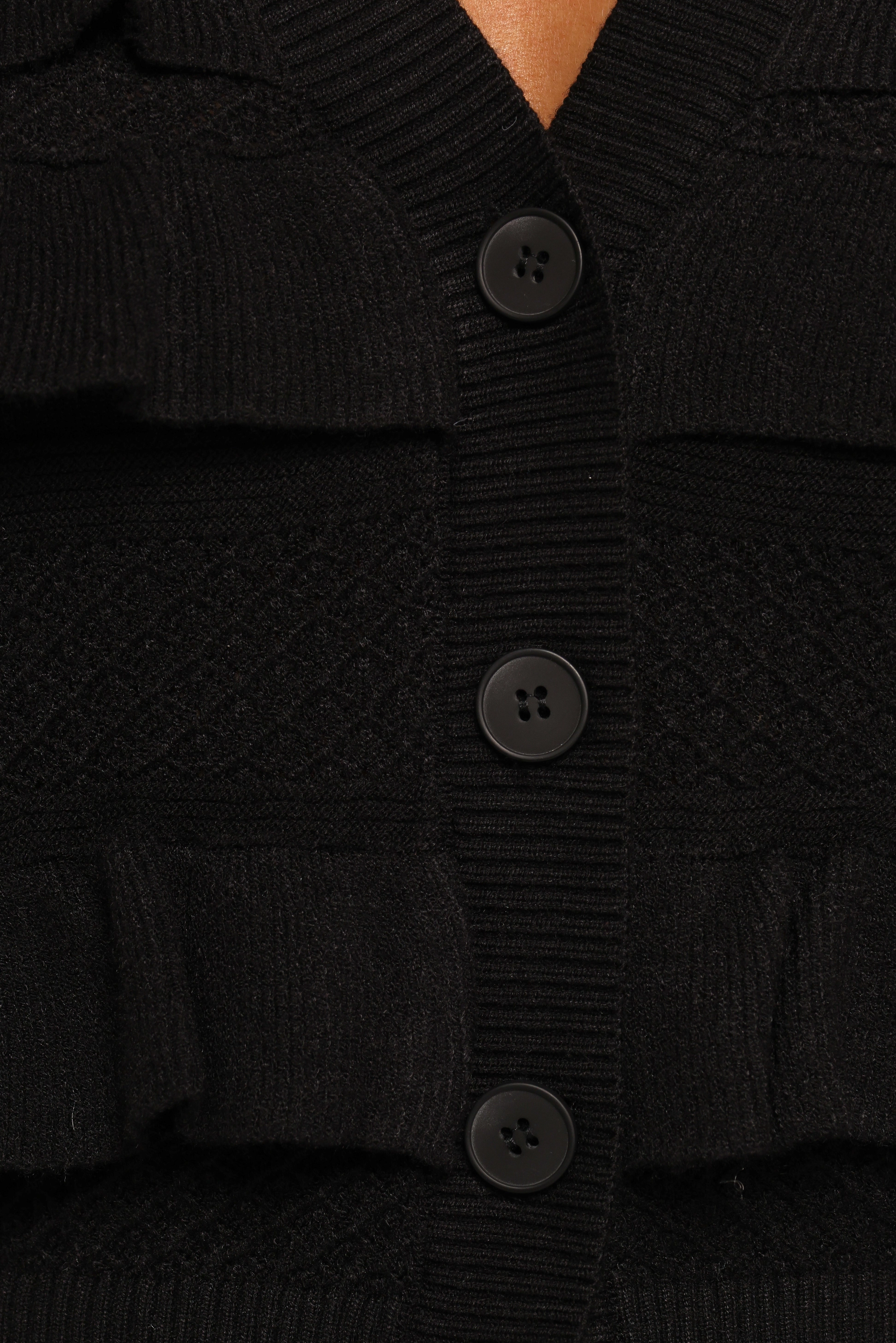 Hayworth Ruffle Detail Cardigan - Black