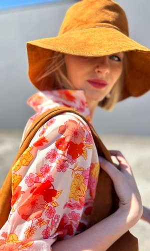 Hoss Suede Sun Hat - Tobacco