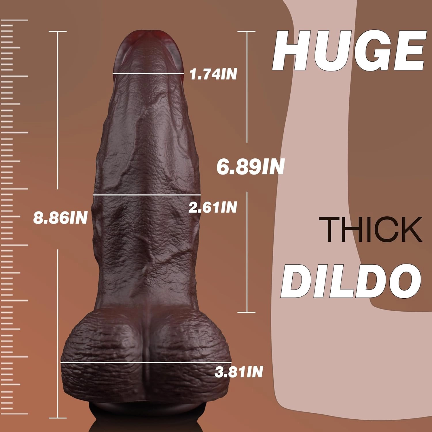 Jerry 2.61'' Diameter Huge Thick Dildo Realistic Big Black Dildo-Laphwing
