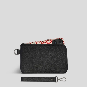 Leather Phone Wallet Pouch -- Black