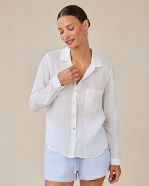 Linen Pocket Button Down - White