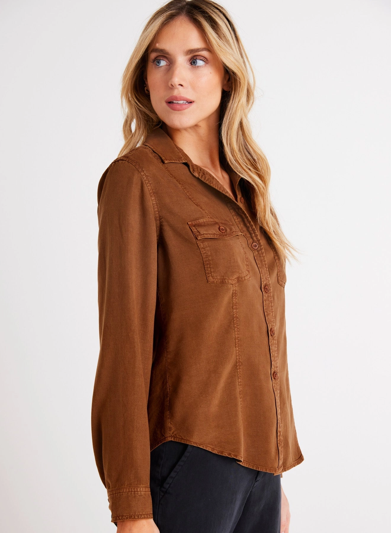Long Sleeve Seamed Shirt - Twilight Gold