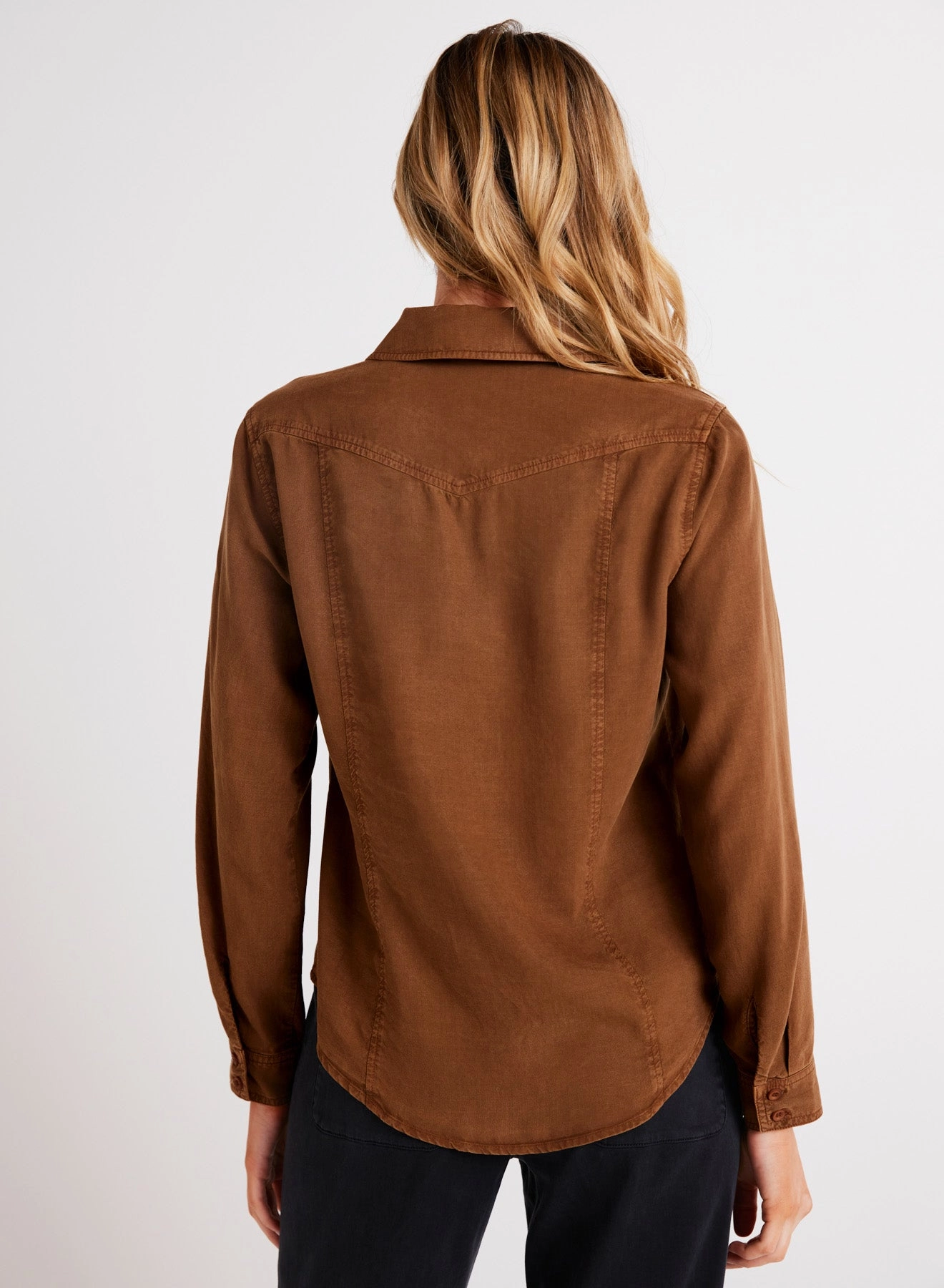 Long Sleeve Seamed Shirt - Twilight Gold