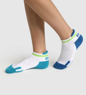 Lot de 2 paires de socquettes enfant rétro Bleu Vert Dim Sport