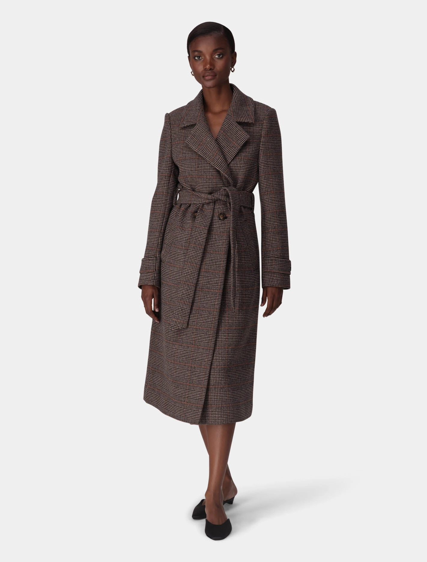 Luccia Belted Check Coat