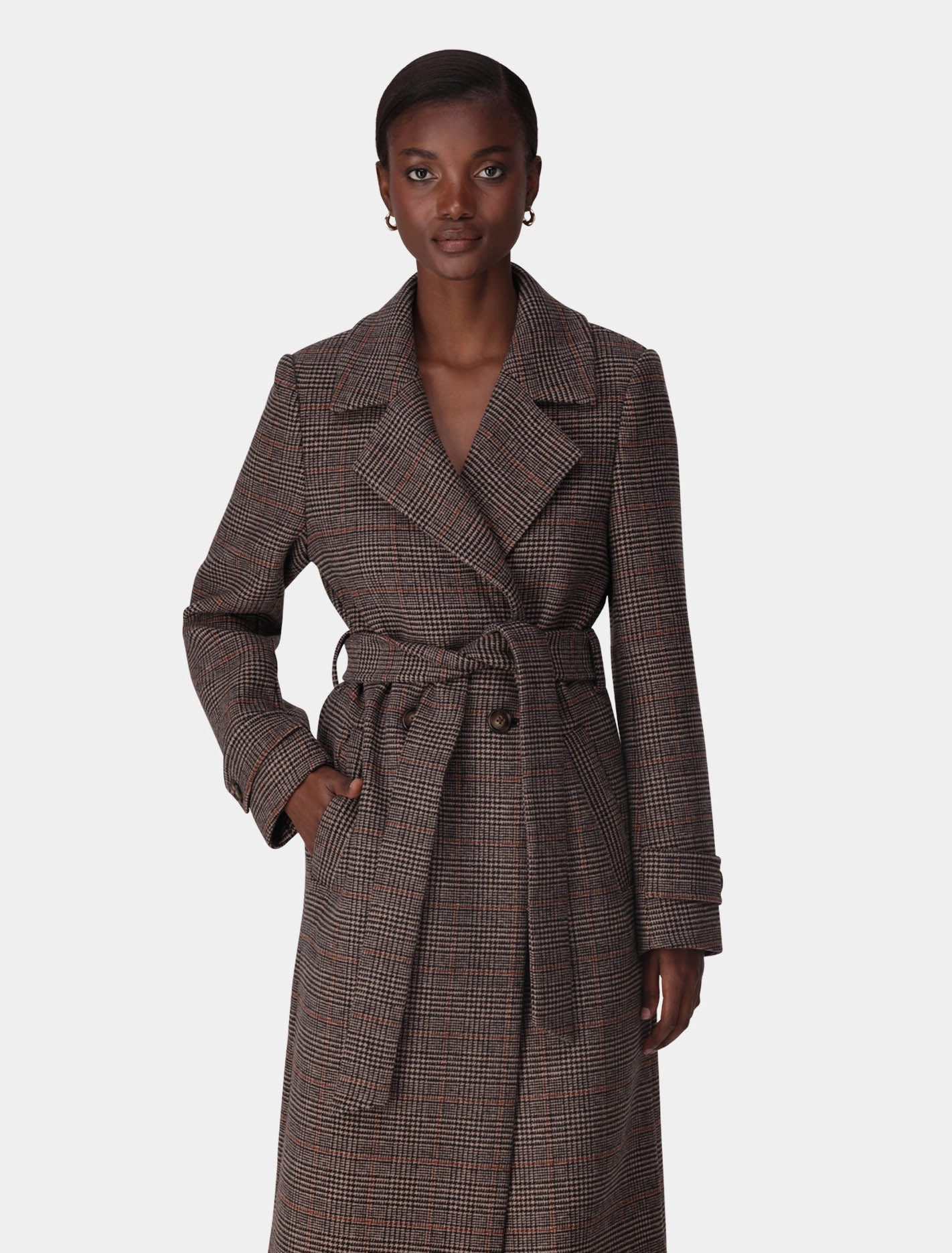 Luccia Belted Check Coat