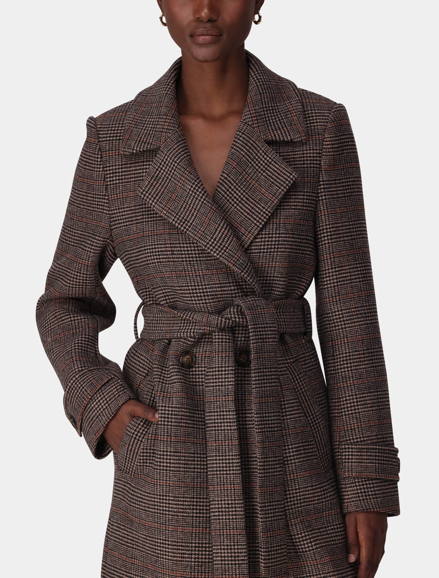 Luccia Belted Check Coat