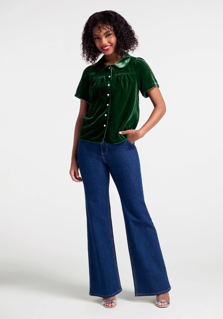 Made For Merriment Velvet Button-Up Top