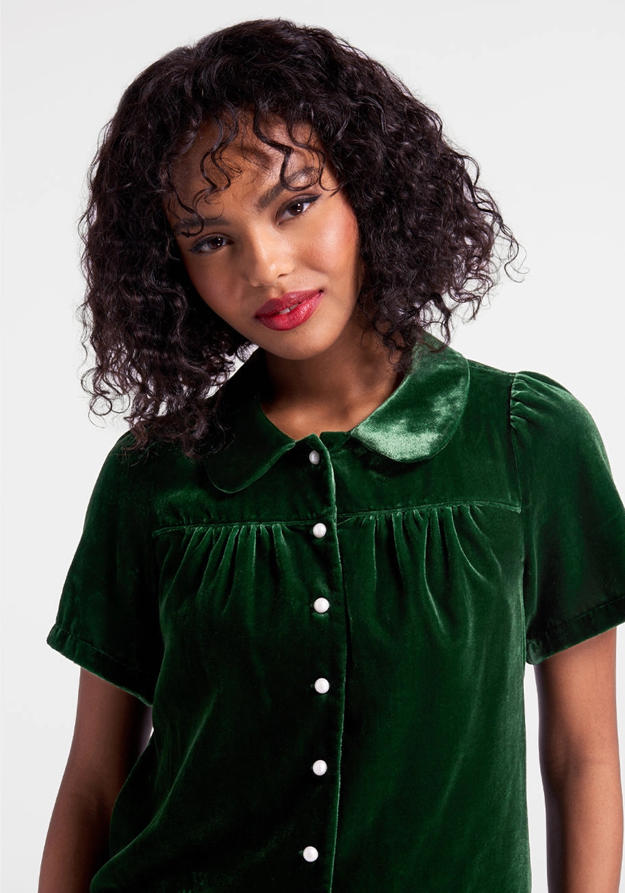 Made For Merriment Velvet Button-Up Top
