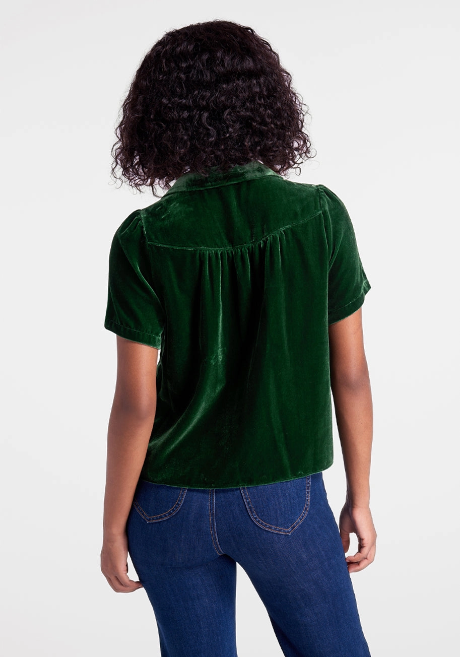 Made For Merriment Velvet Button-Up Top