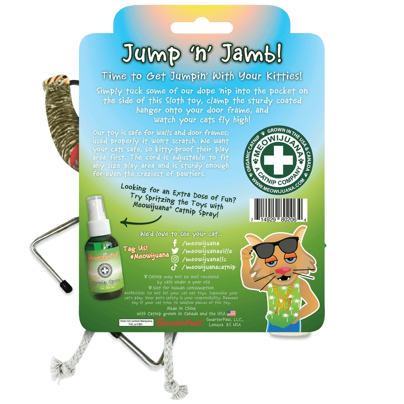Meowijuana Jump 'n' Jamb Get Wild Sloth Cat Toy