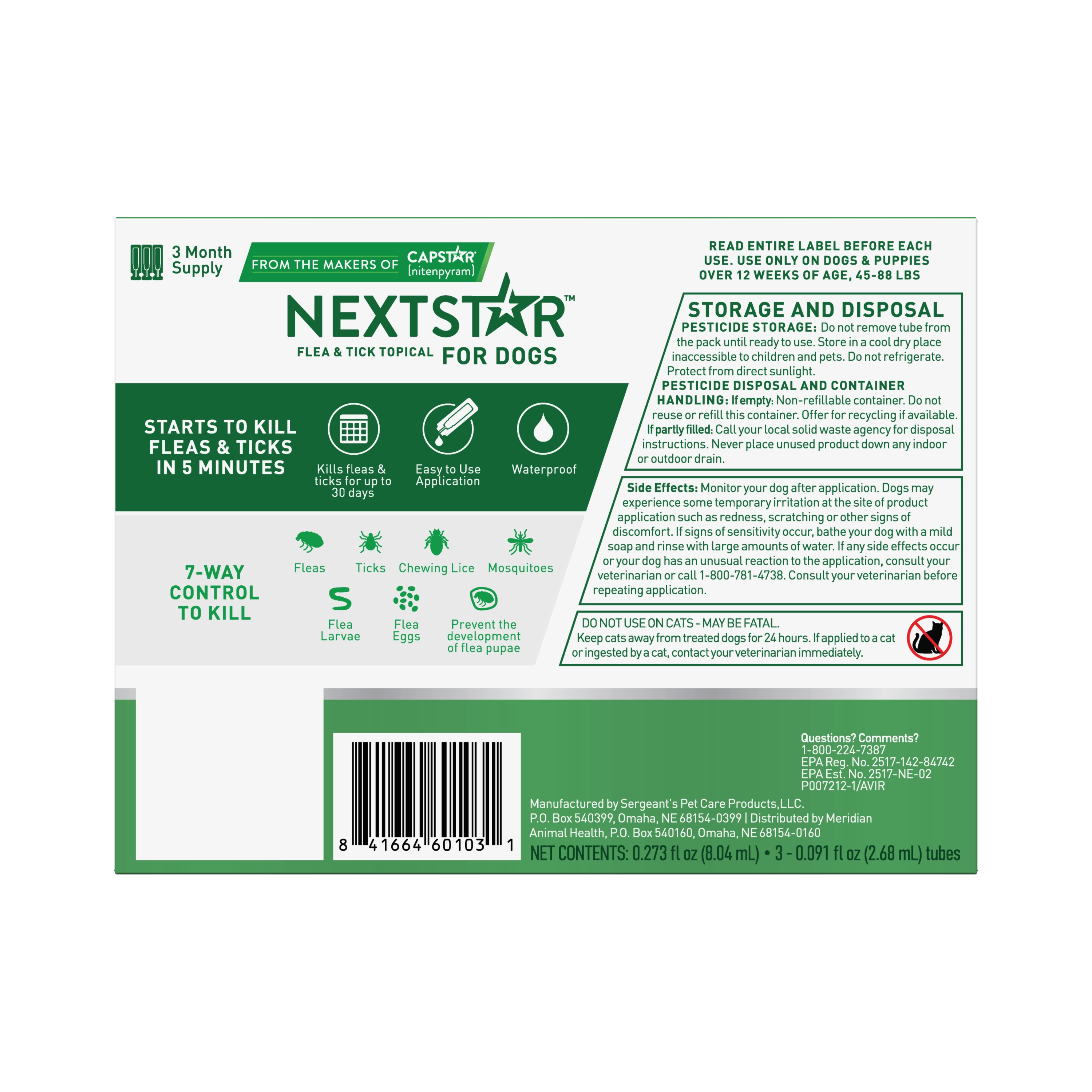 Nextstar Flea & Tick Topical Dog 45-88LB 3CT