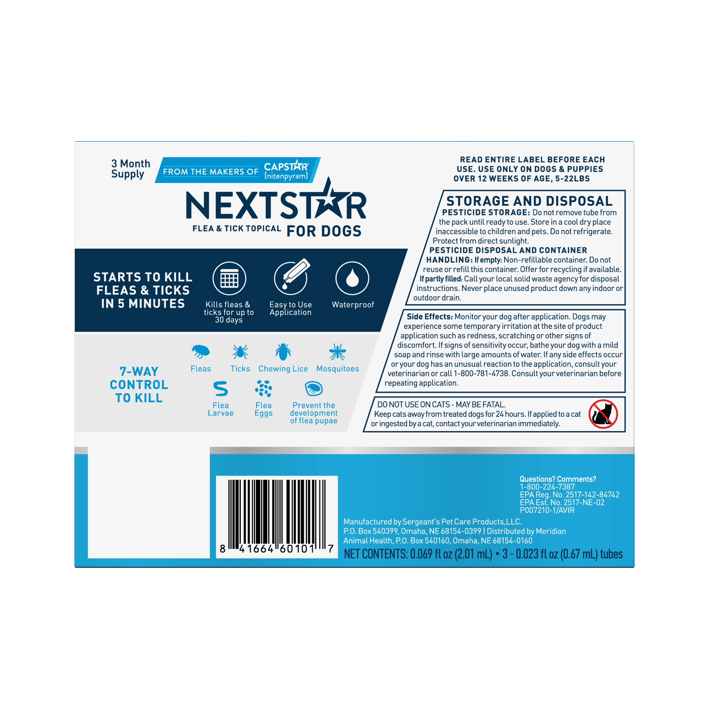 Nextstar Flea & Tick Topical Dog 5-22LB 3CT