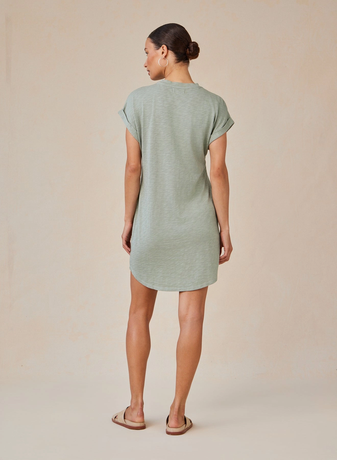 Roll Sleeve T-Shirt Dress - Olive Grove