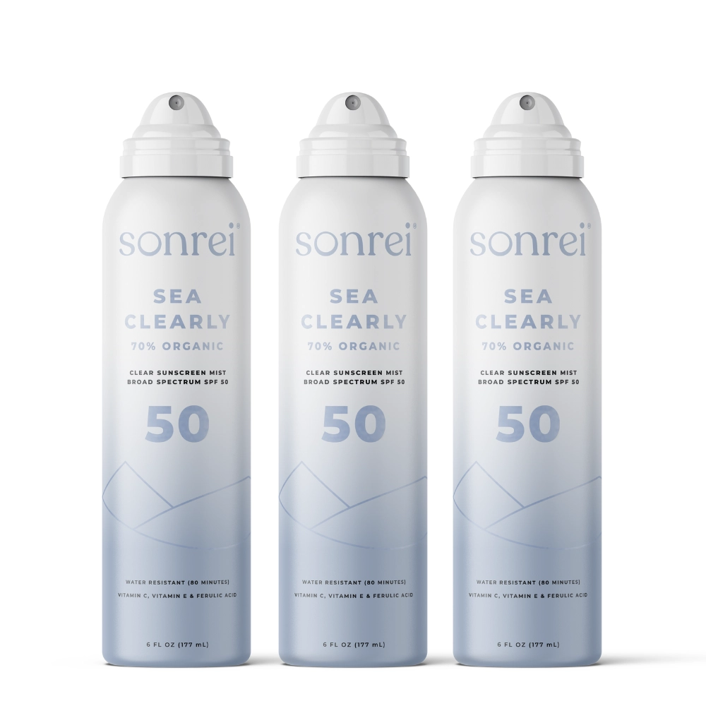 Sea Clearly Organic SPF 50 Clear Sunscreen Mist 3-Pack Bundle
