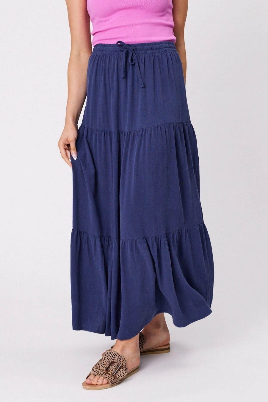Shine On Essentials Maxi Skirt Navy