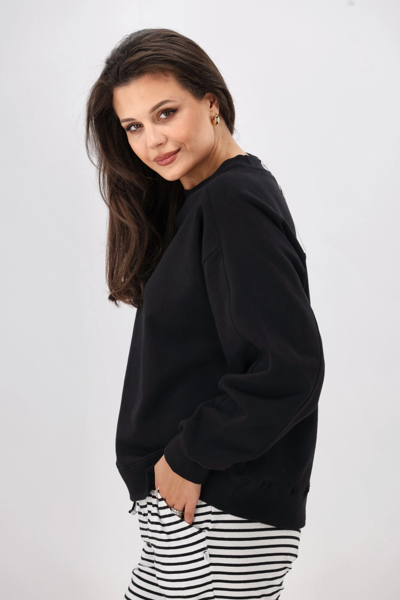 Shine On Essentials Monogrammed Crew Black
