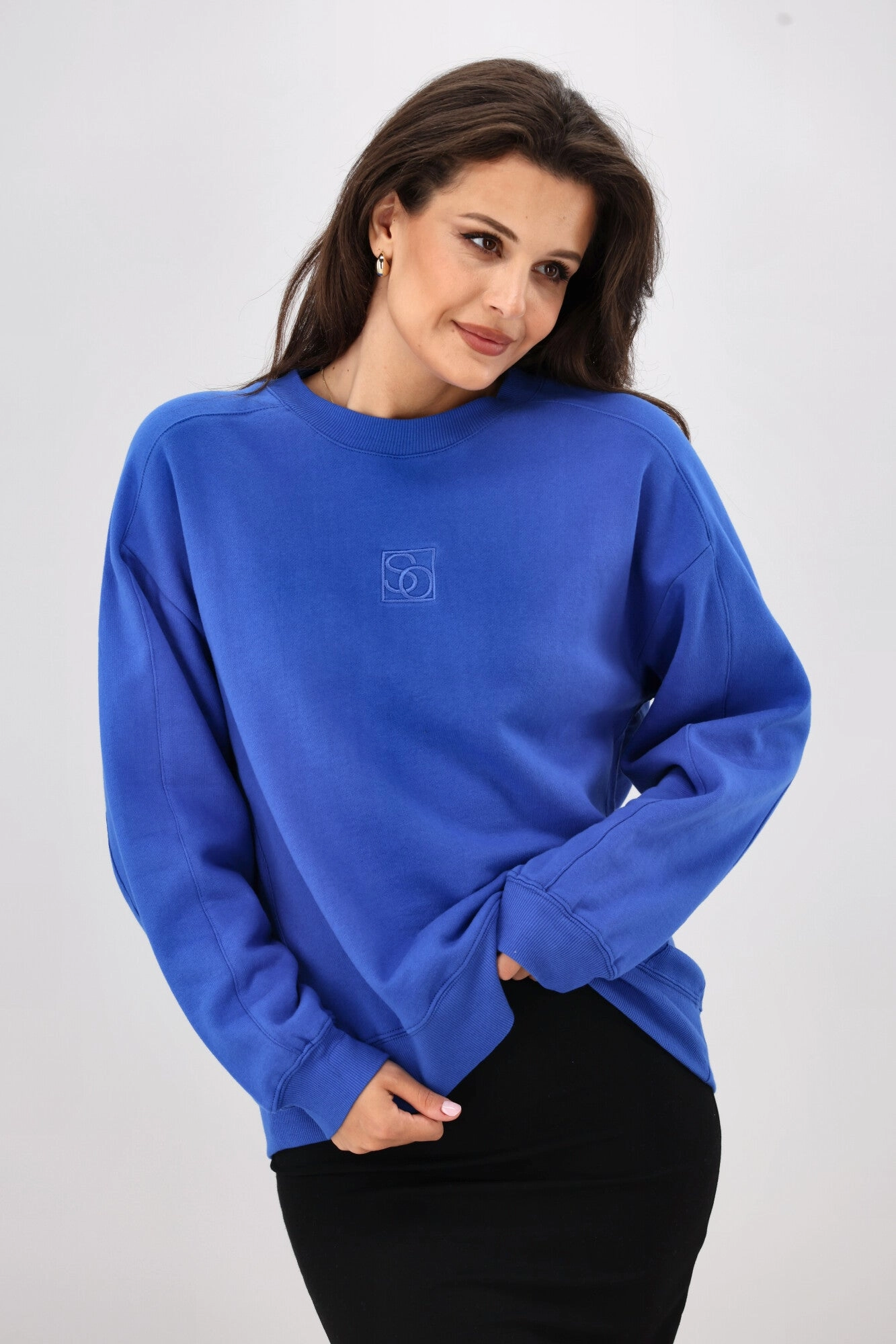 Shine On Essentials Monogrammed Crew Cobalt Blue