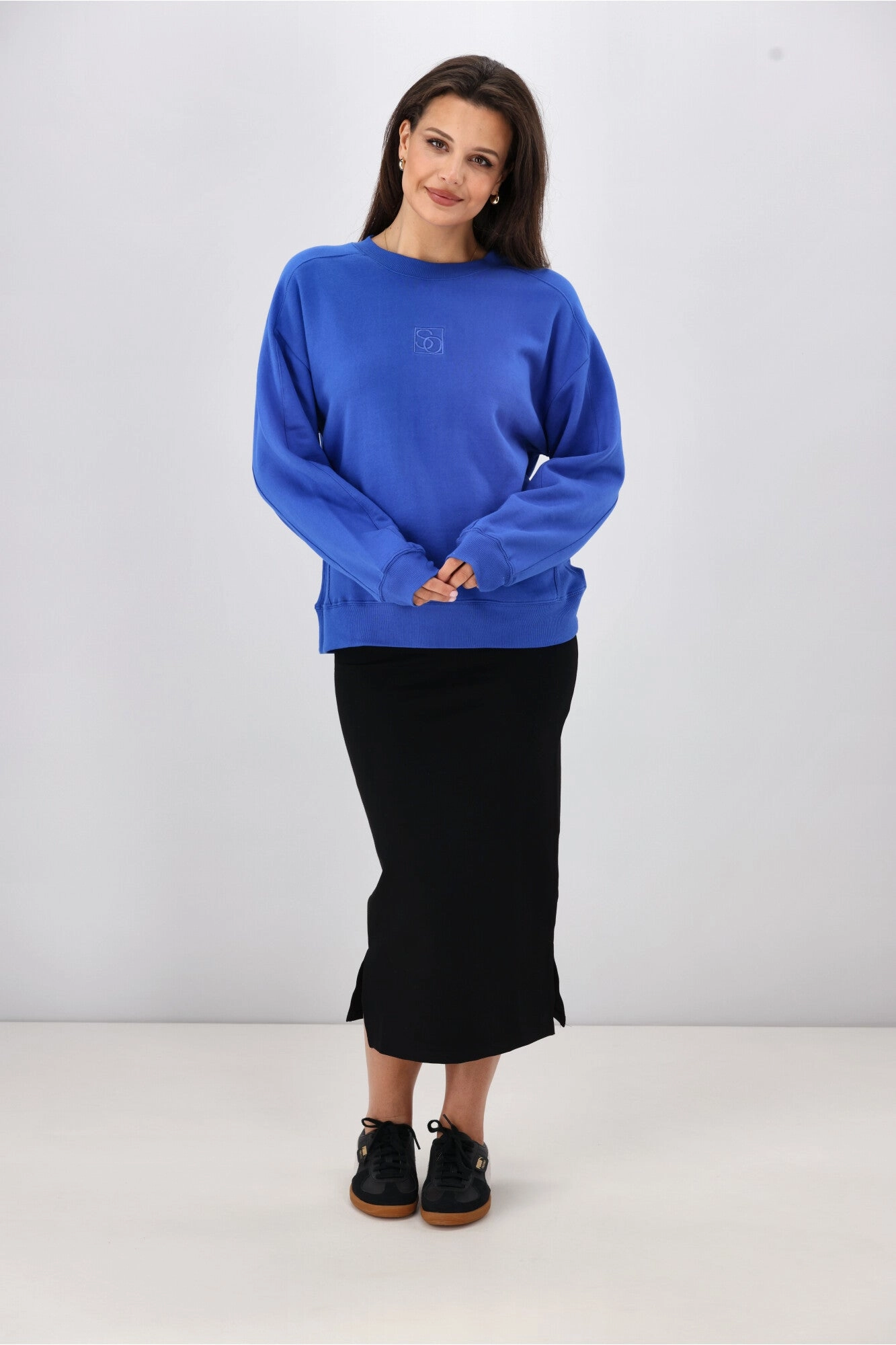 Shine On Essentials Monogrammed Crew Cobalt Blue