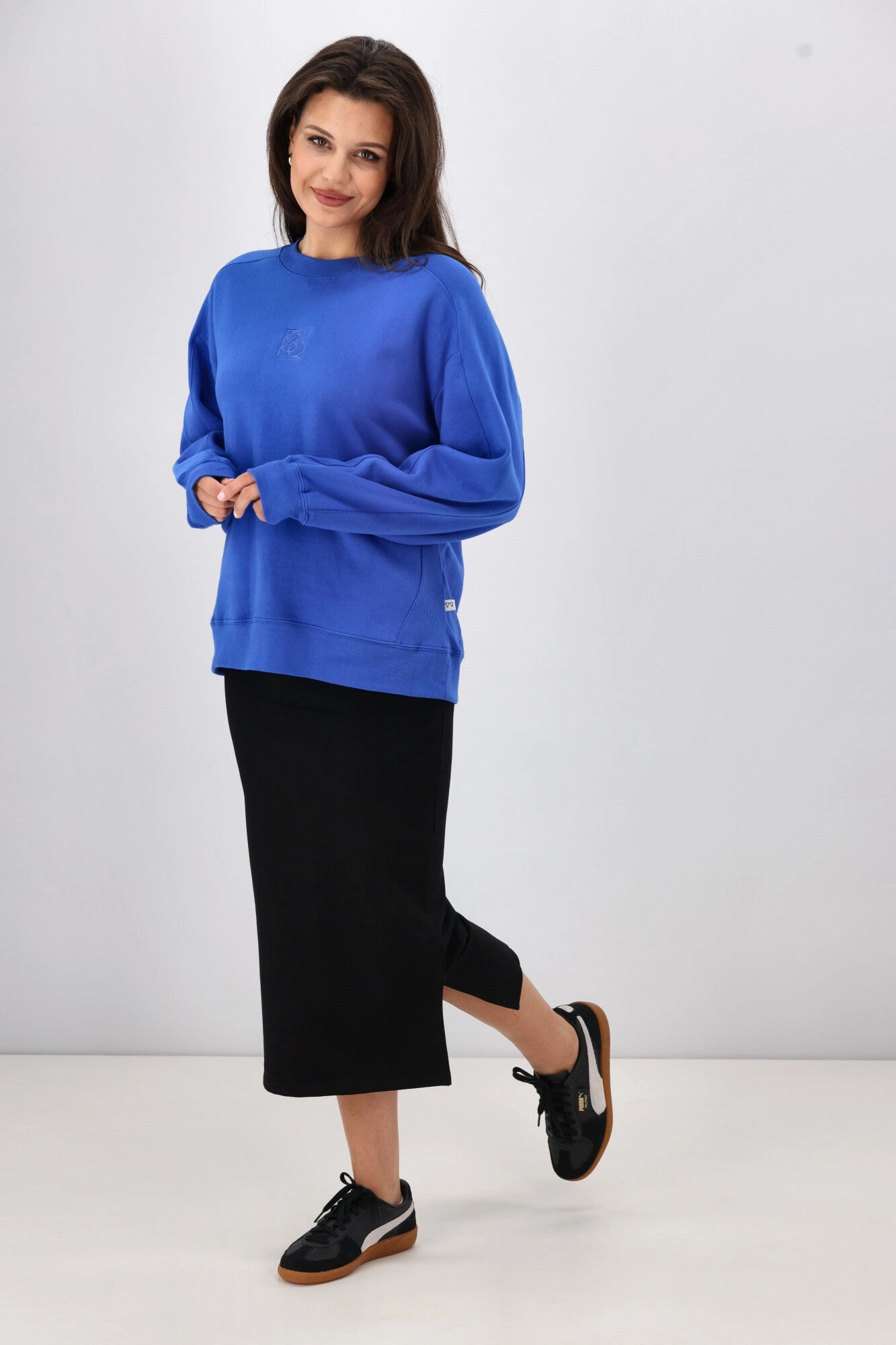 Shine On Essentials Monogrammed Crew Cobalt Blue
