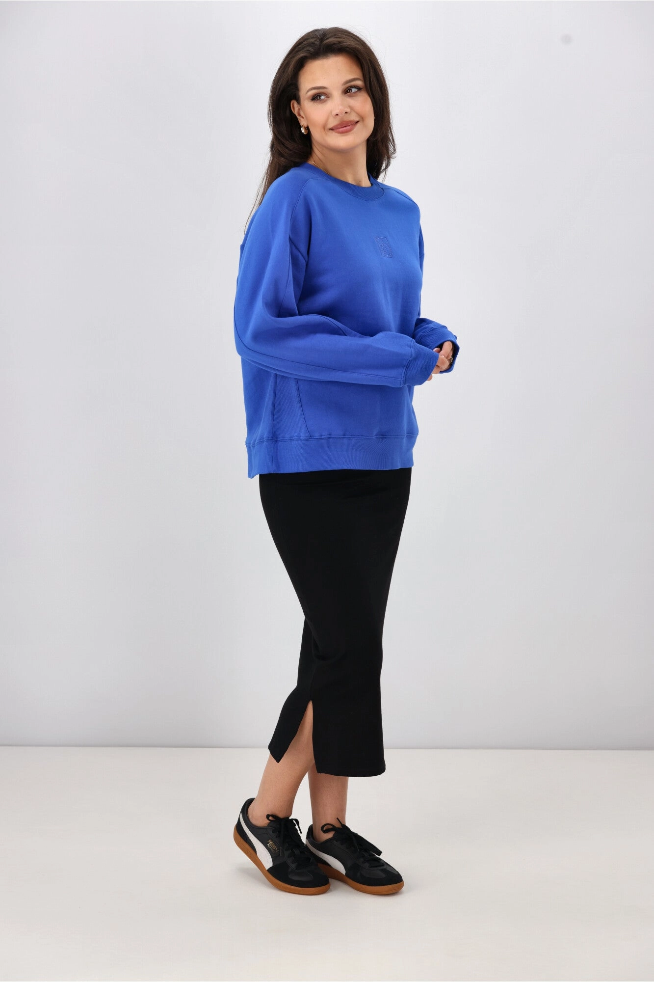 Shine On Essentials Monogrammed Crew Cobalt Blue