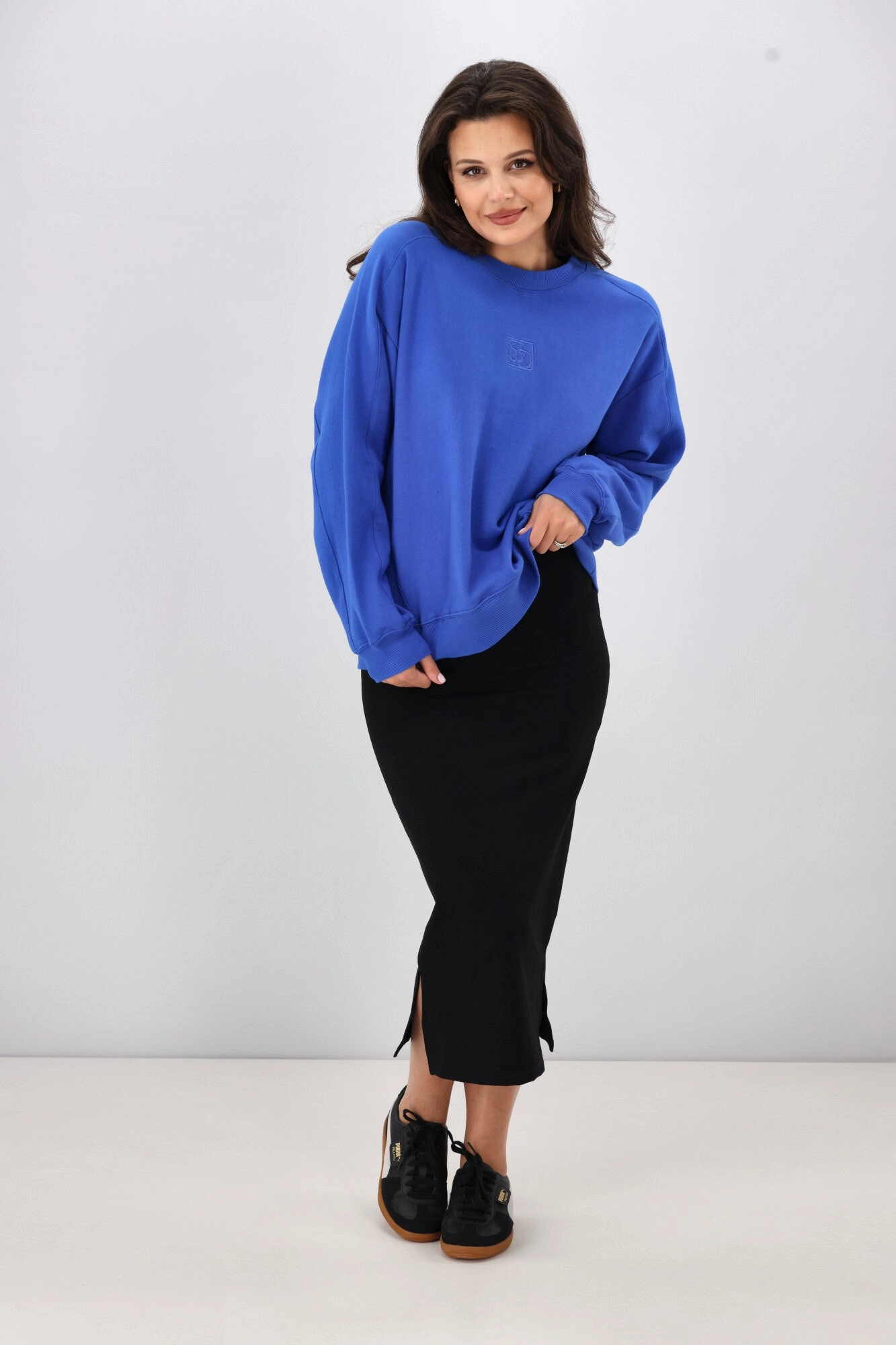 Shine On Essentials Monogrammed Crew Cobalt Blue