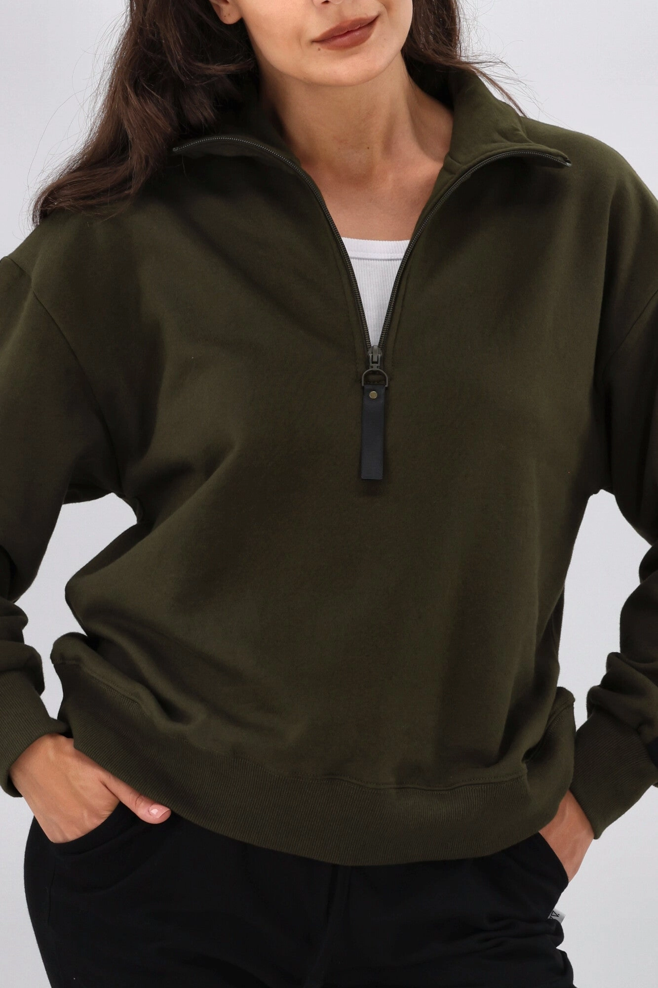 Shine On Essentials Panel 1/4 Zip Olive