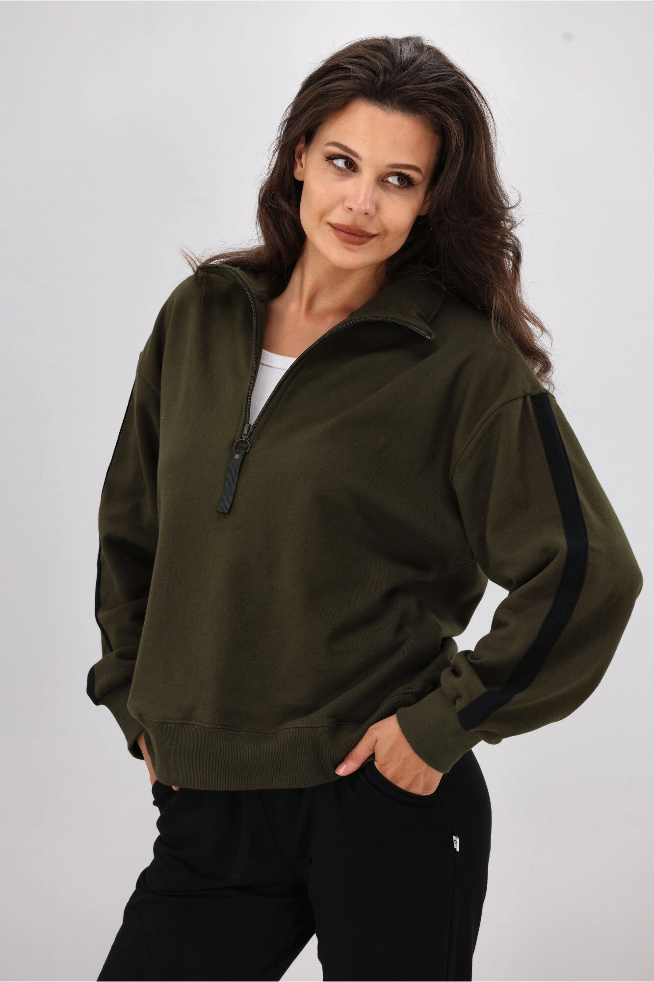 Shine On Essentials Panel 1/4 Zip Olive