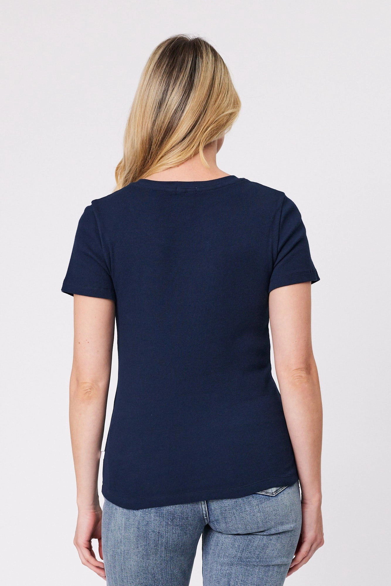 Shine On Essentials Rib Tee Navy