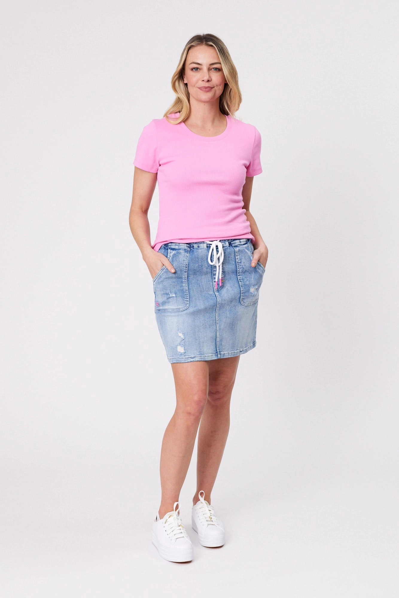 Shine On Essentials Rib Tee Pink