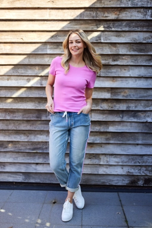 Shine On Essentials Rib Tee Super Pink