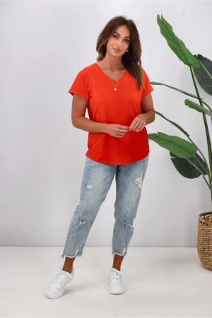 Shine On Essentials V Tee Bright Red
