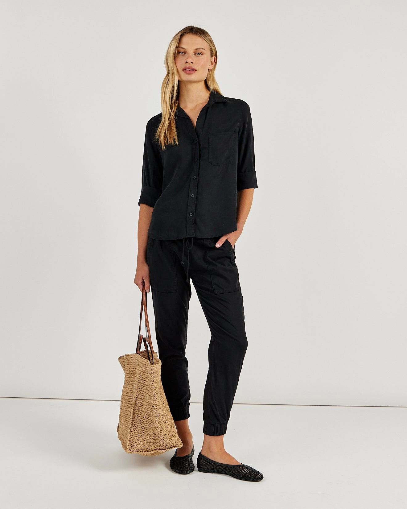 Shirt Tail Button Down - Vintage Black