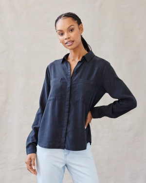 Two Pocket Classic Button Down - Vintage Black