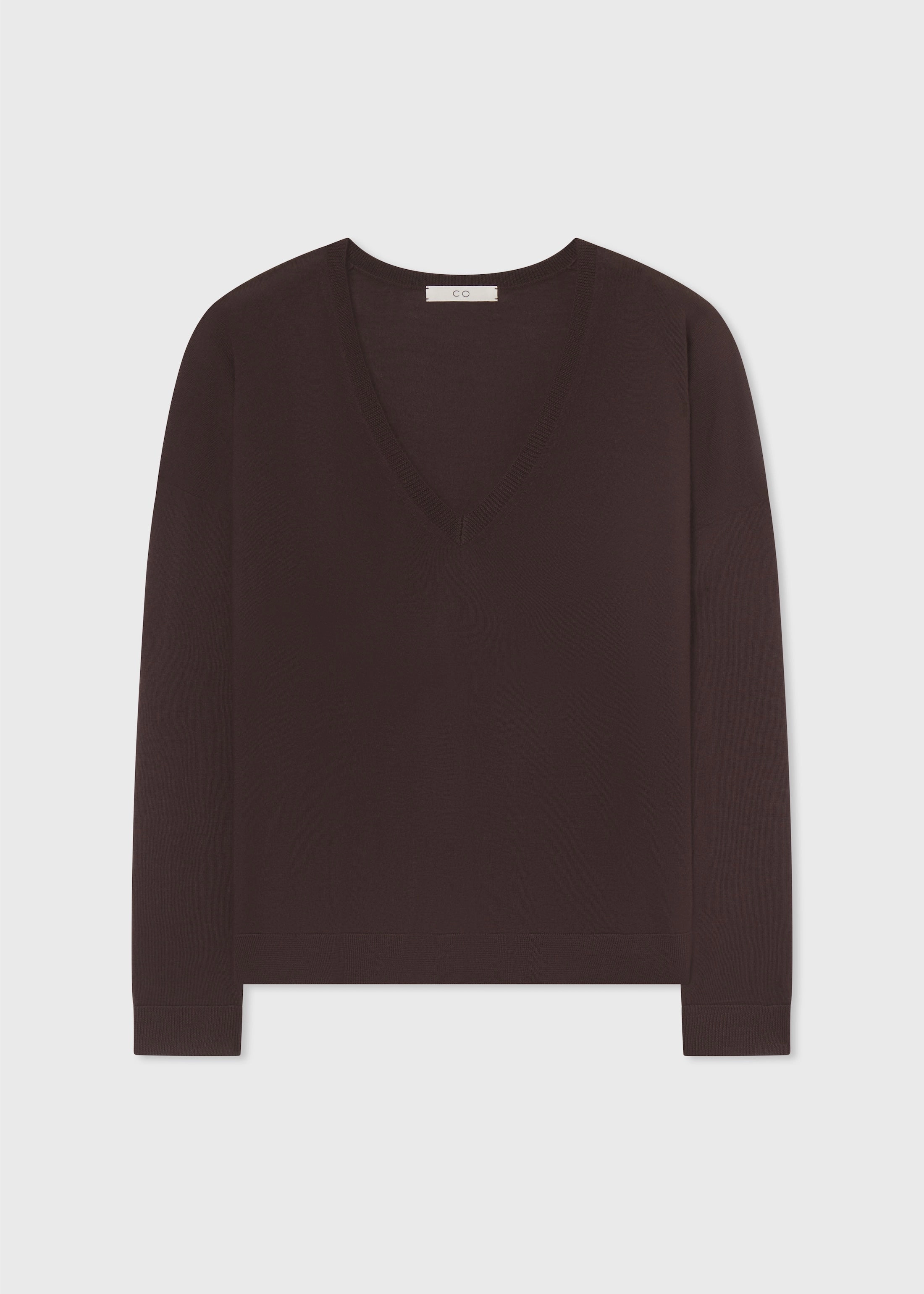 V-Neck Sweater in Fine Cashmere - Brown