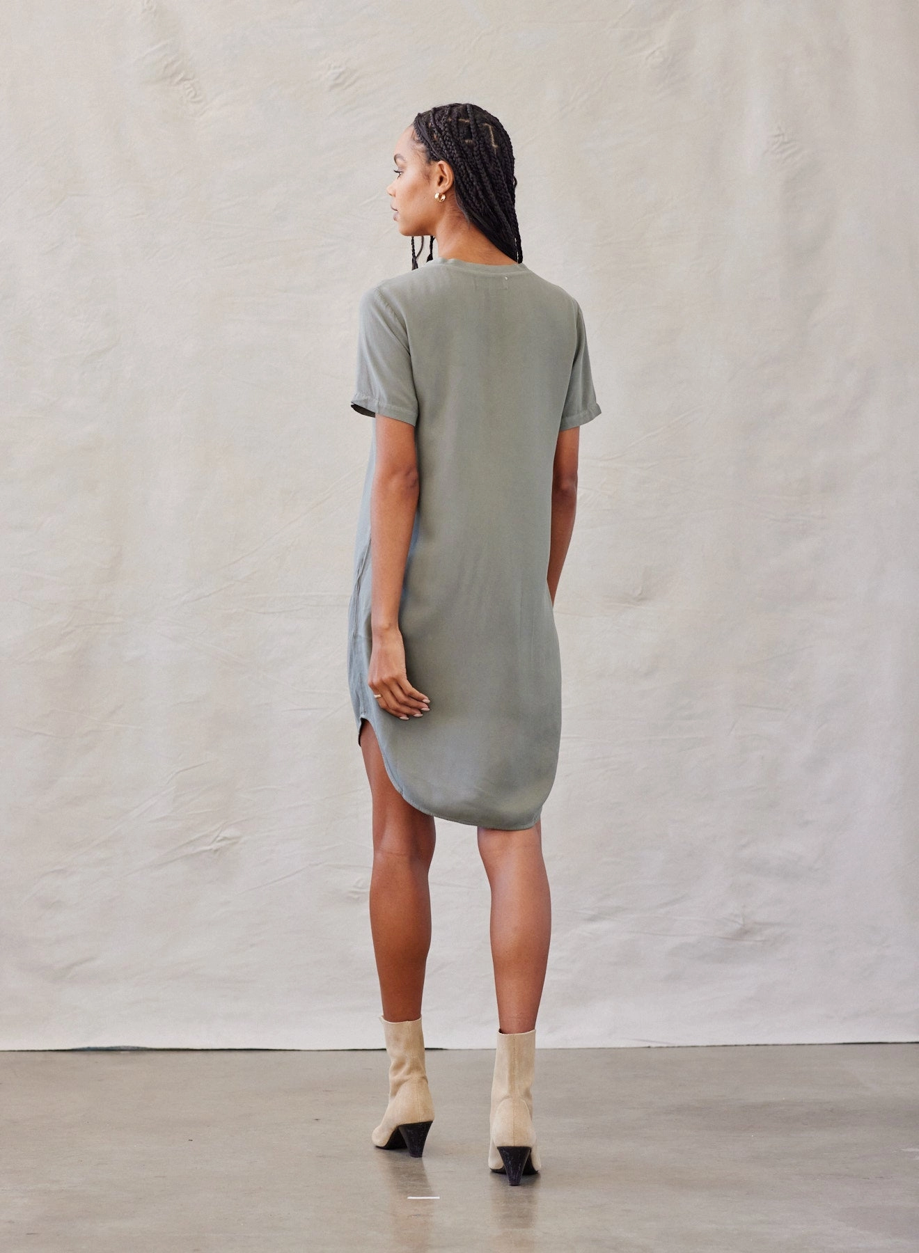 V-Neck Tee Dress - Soft Army