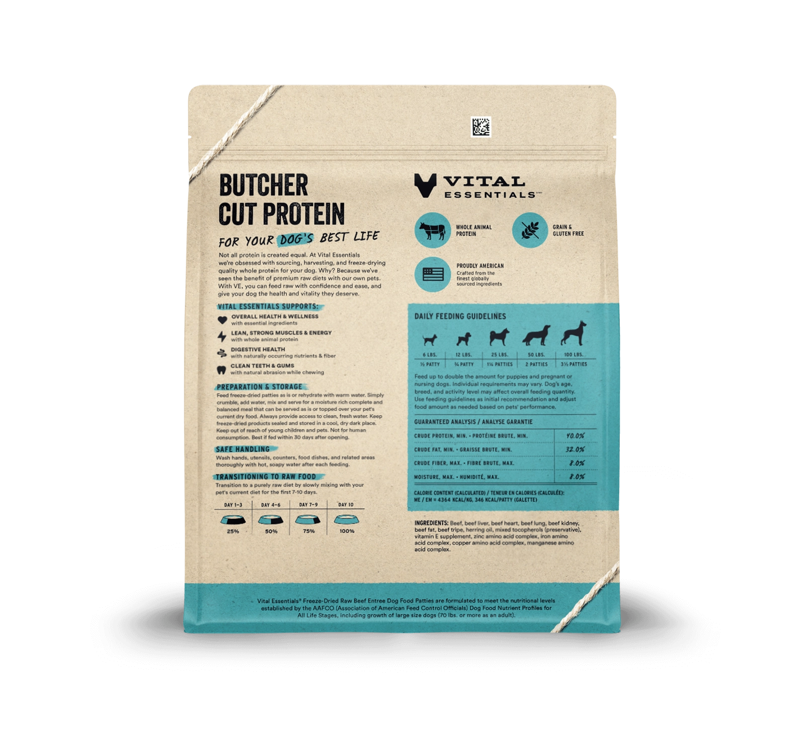 Vital Essentials Beef Entree Patties Freeze-Dried Raw Dog Food