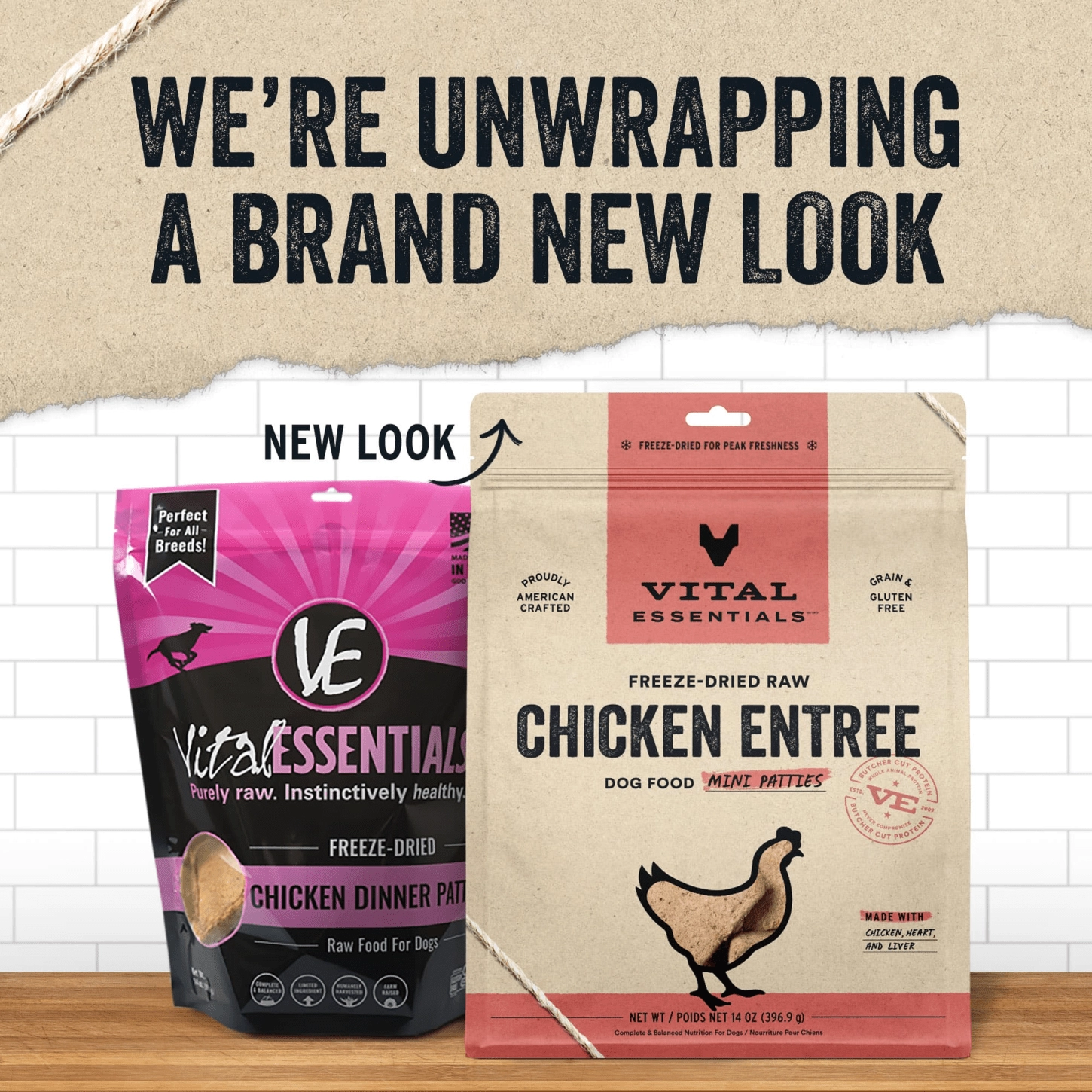 Vital Essentials Chicken Entree Mini Patties Freeze-Dried Raw Dog Food
