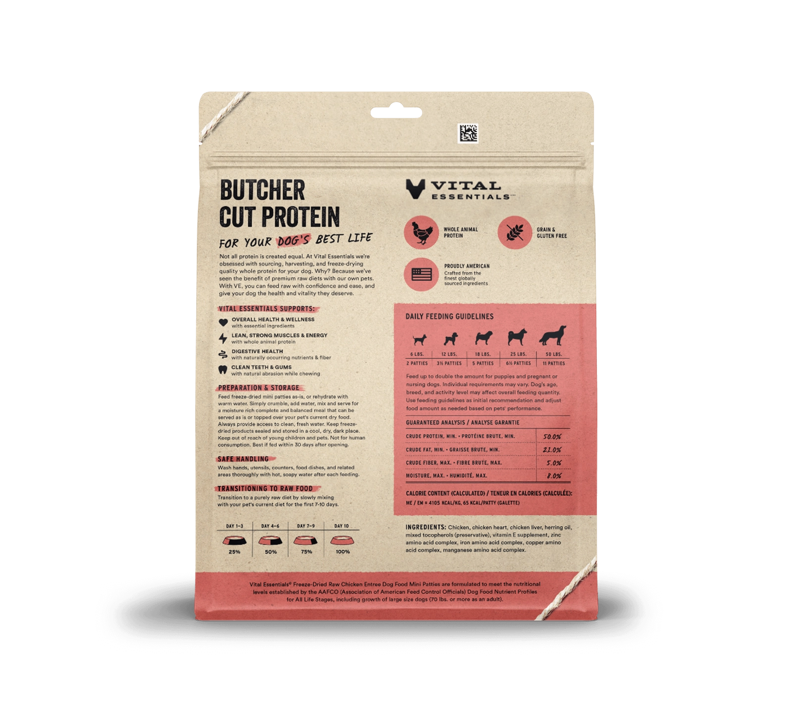 Vital Essentials Chicken Entree Mini Patties Freeze-Dried Raw Dog Food