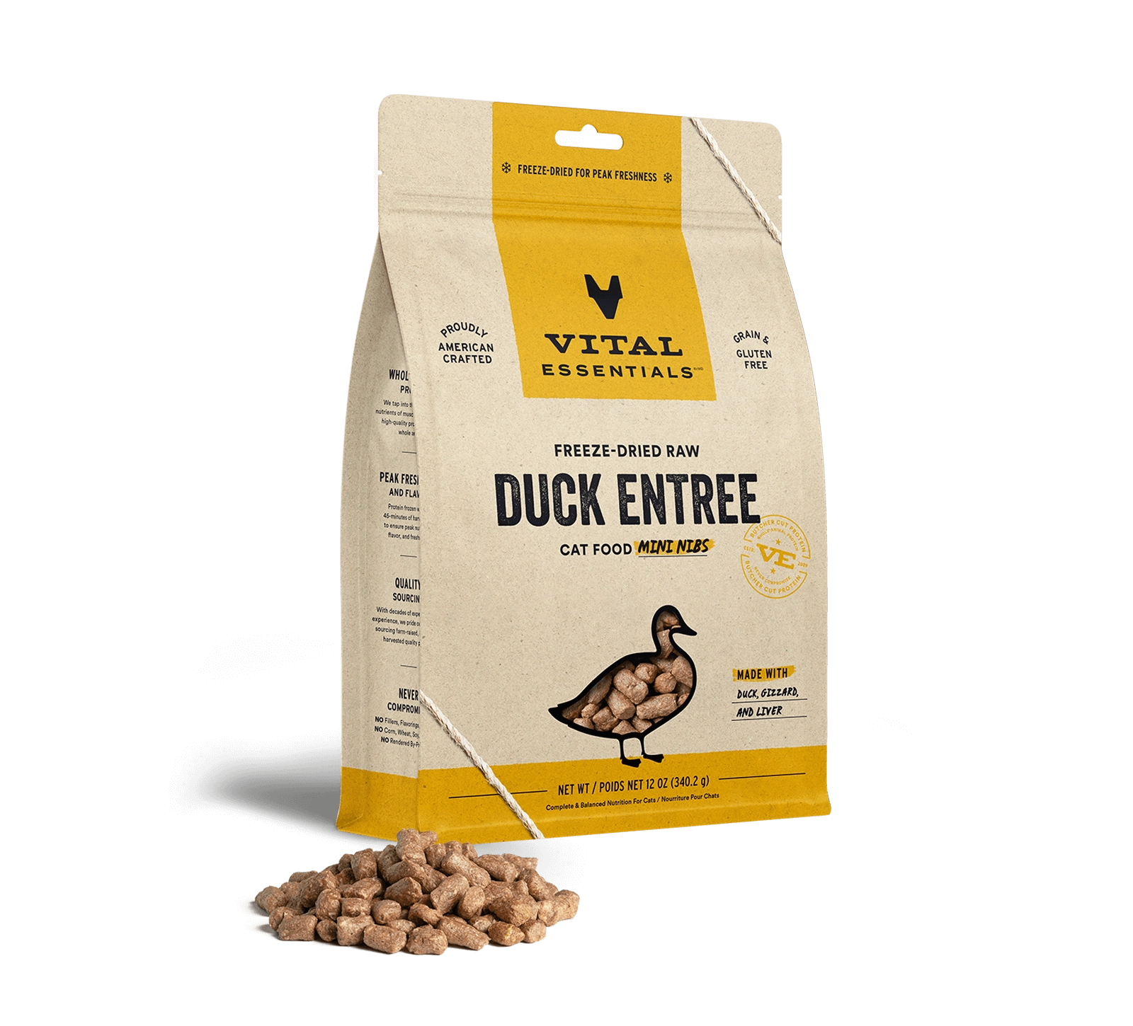 Vital Essentials Duck Entree Mini Nibs Freeze-Dried Raw Cat Food